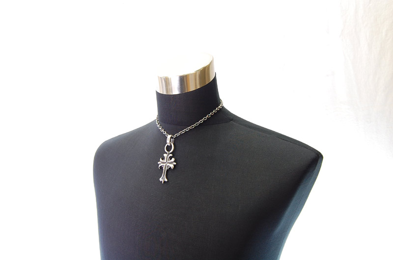 2inc Gothic Cross With H.W.O Pendant[P-96] / Quarter Chain Necklace[N-66] (43cm)