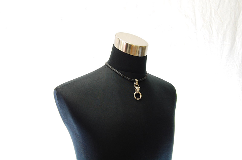 Bulldog Pendant[P-07] / Leather Necklace (44cm)