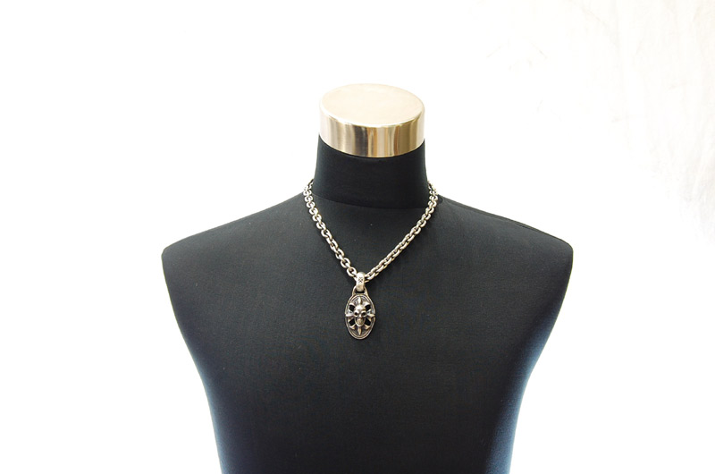 Cross Oval On Skull With H.W.O Pendant[P-23] / Hand Craft Chain Necklace[N-98] (50cm)