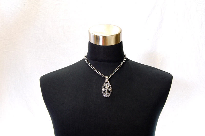 Cross Oval On Skull With H.W.O Pendant[P-23] / Quarter Chain Necklace[N-66] (45cm)