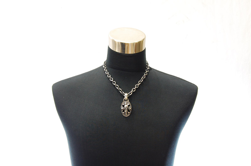 Cross Oval On Skull With H.W.O Pendant[P-23] / Three-fifth Chain Necklace[N-72] (45cm)