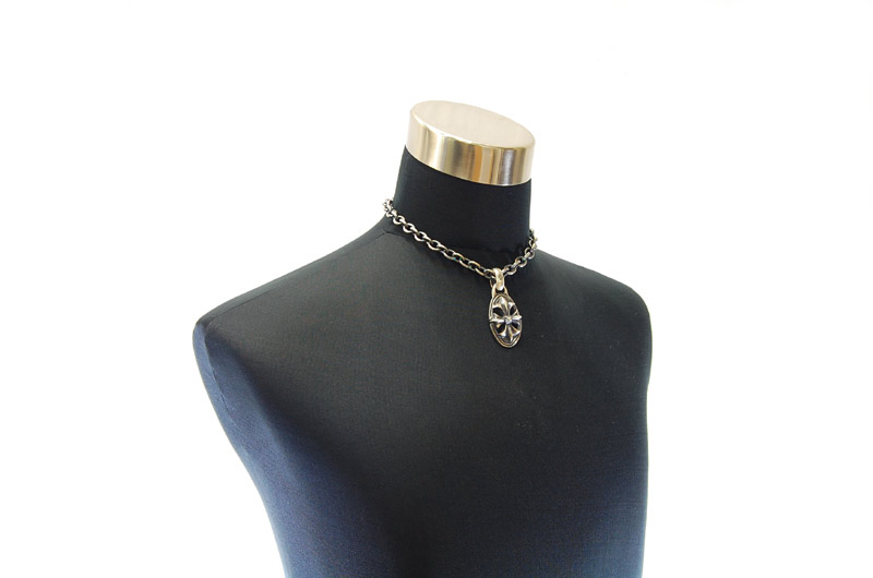 Cross Oval With H.W.O Pendant[P-143] / Three-fifth Chain & Half T-bar Necklace[N-72] (43cm)