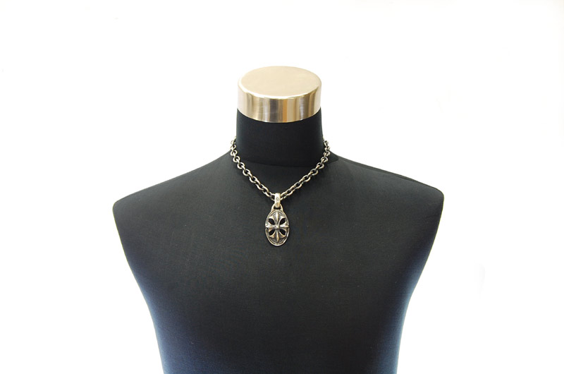 Cross Oval With H.W.O Pendant[P-143] / Three-fifth Chain & Half T-bar Necklace[N-72] (45cm)