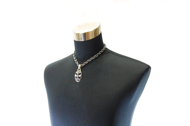 Cross Oval With H.W.O Pendant[P-143] / Three-fifth Chain & Half T-bar Necklace[N-72] (45cm)