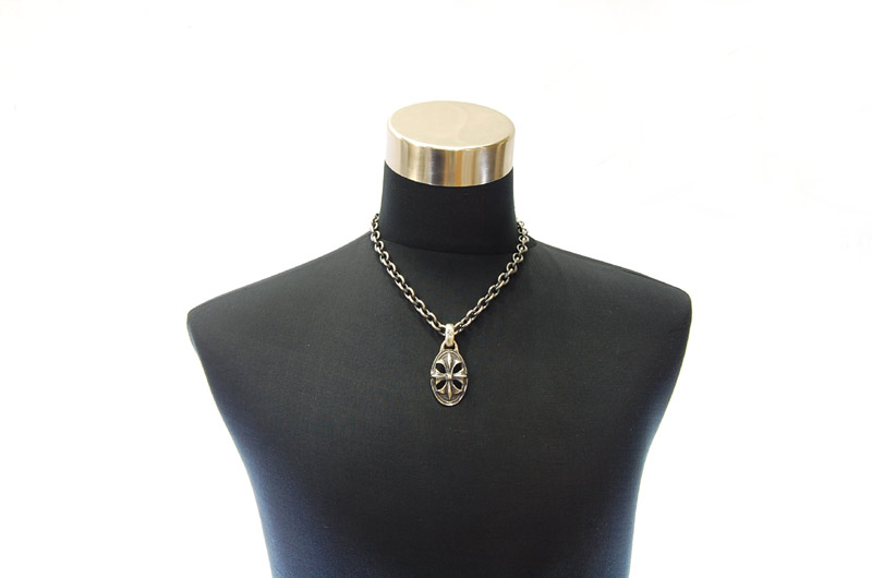 Cross Oval With H.W.O Pendant[P-143] / Three-fifth Chain & Half T-bar Necklace[N-72] (50cm)