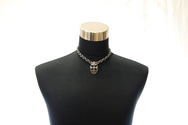 Cross Oval Pendant With Back Loop[P-143] / Three-fifth Chain & Half T-bar Necklace[N-72] (43cm)