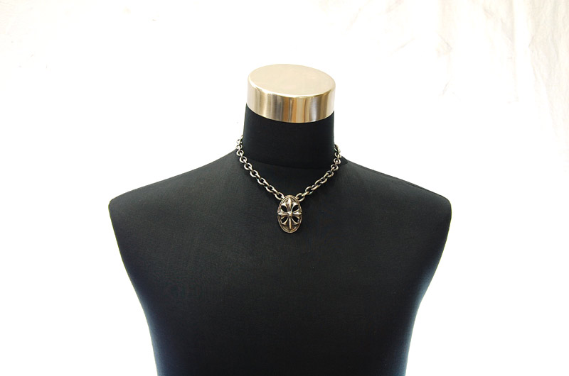Cross Oval Pendant With Back Loop[P-143] / Three-fifth Chain & Half T-bar Necklace[N-72] (45cm)