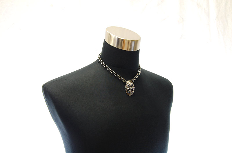 Cross Oval Pendant With Back Loop[P-143] / Three-fifth Chain & Half T-bar Necklace[N-72] (45cm)