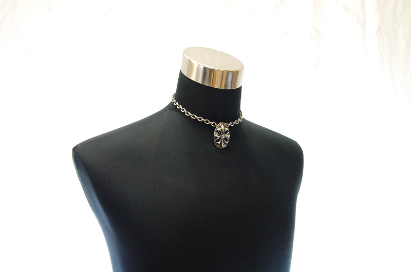 Cross Oval Pendant With Back Loop[P-143] / Half Chain Necklace[N-65] (43cm)