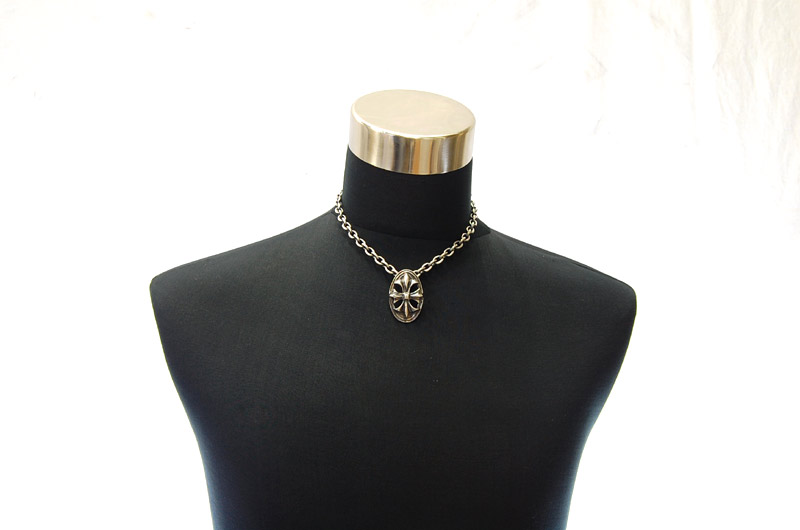 Cross Oval Pendant With Back Loop[P-143] / Half Chain Necklace[N-65] (45cm)