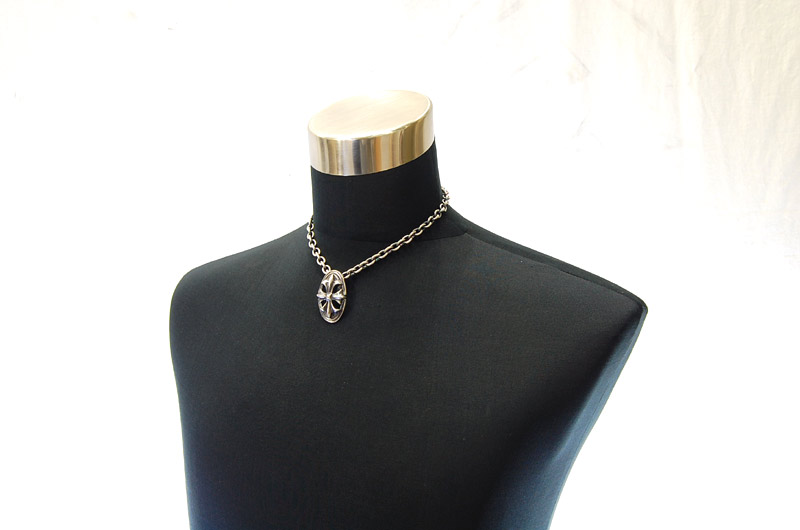 Cross Oval Pendant With Back Loop[P-143] / Half Chain Necklace[N-65] (45cm)