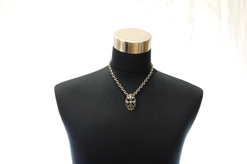 Cross Oval Pendant With Back Loop[P-143] / Half Chain Necklace[N-65] (50cm)