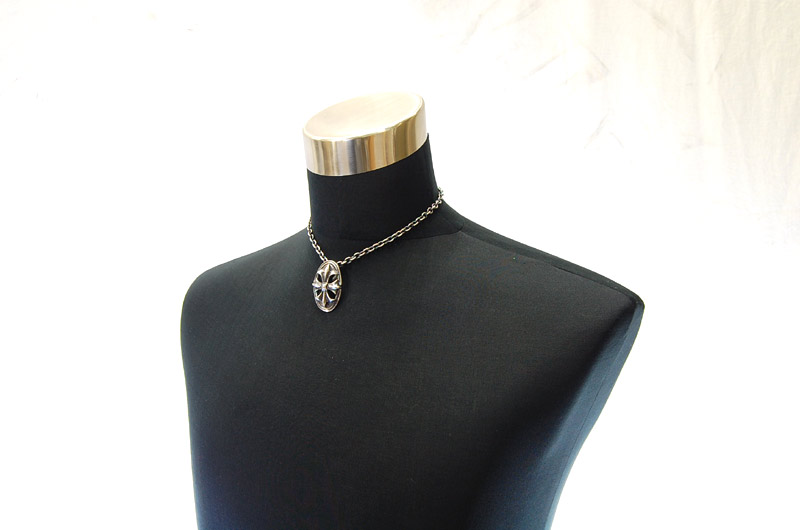 Cross Oval Pendant With Back Loop[P-143] / Quarter Chain Necklace[N-66] (43cm)