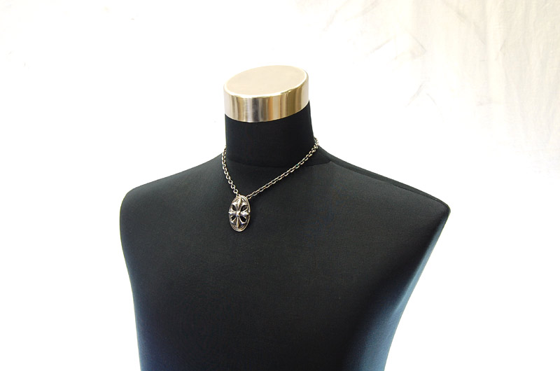 Cross Oval Pendant With Back Loop[P-143] / Quarter Chain Necklace[N-66] (45cm)