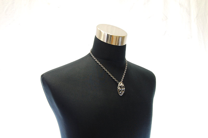 Cross Oval Pendant With Back Loop[P-143] / Quarter Chain Necklace[N-66] (50cm)