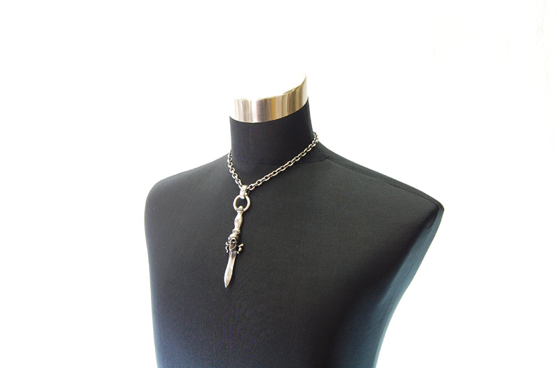 Dagger With Skull With H.W.O Pendant[P-46] / Half Chain Necklace[N-65] (45cm)