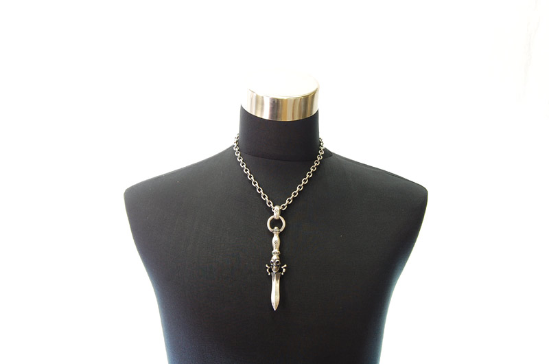 Dagger With Skull With H.W.O Pendant[P-46] / Half Chain Necklace[N-65] (50cm)