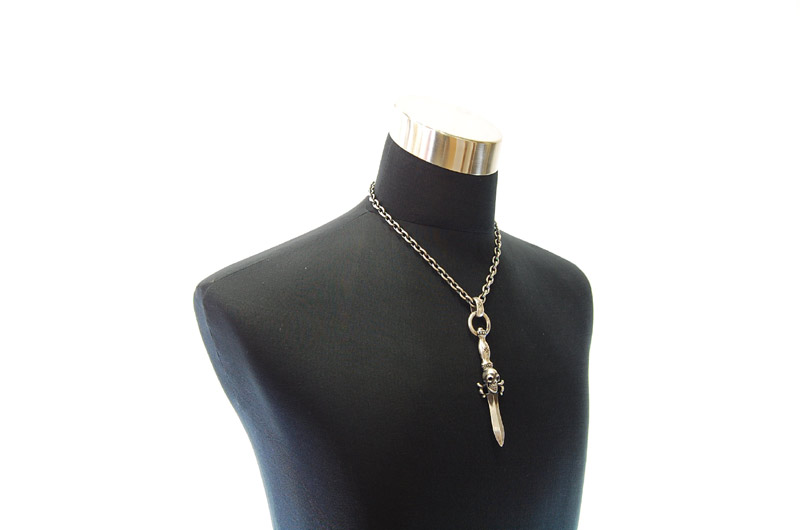 Dagger With Skull With H.W.O Pendant[P-46] / Half Chain Necklace[N-65] (50cm)