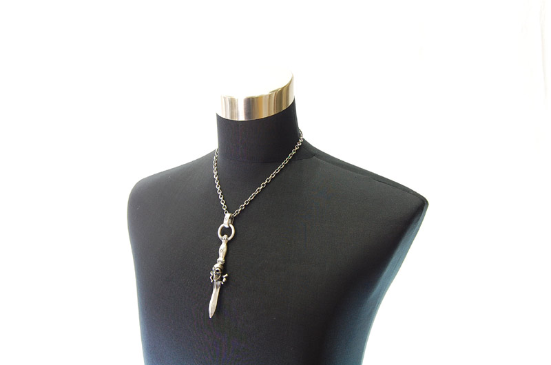 Dagger With Skull With H.W.O Pendant[P-46] / Quarter Chain Necklace[N-66] (50cm)