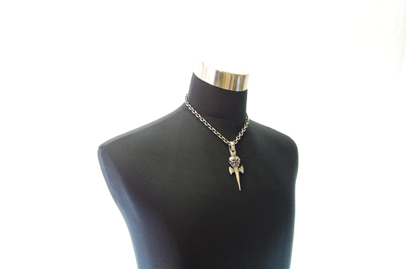 Doble Skull Dagger Pendant (Maltese Cross Stamp)[P-40] / Half Chain Necklace[N-65] (45cm)