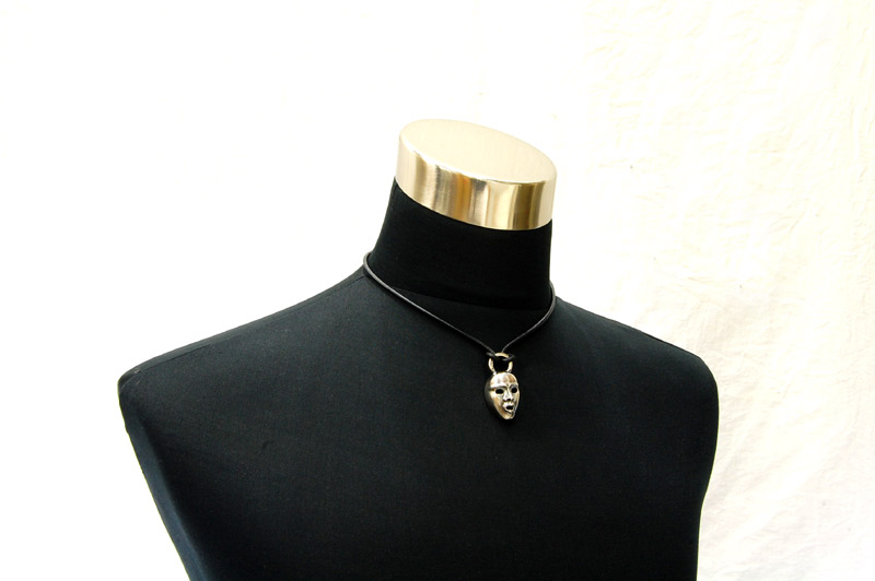 Face With Loop Pendant[P-82] / Leather Necklace (43cm)