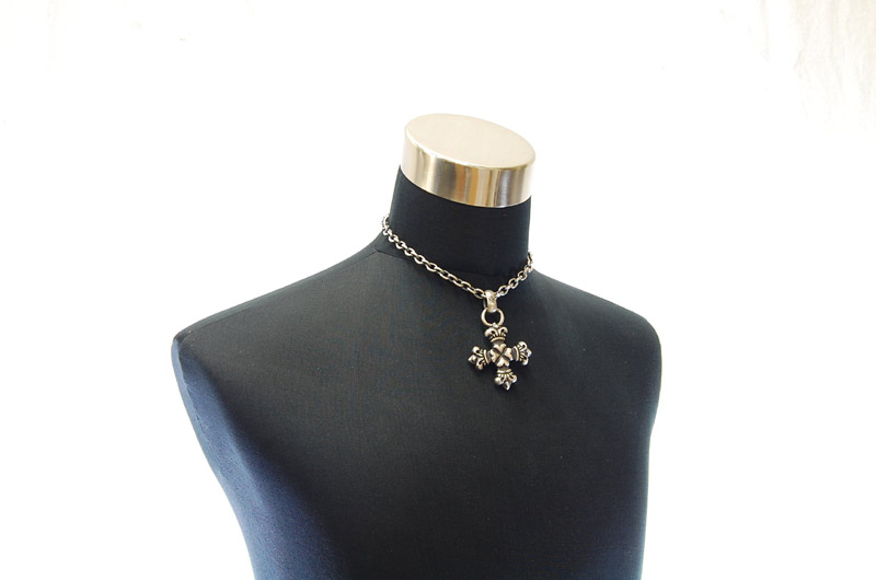 Half 4Heart Crown Short Cross With H.W.O Pendant[P-100] / Half Chain Necklace[N-65] (43cm)
