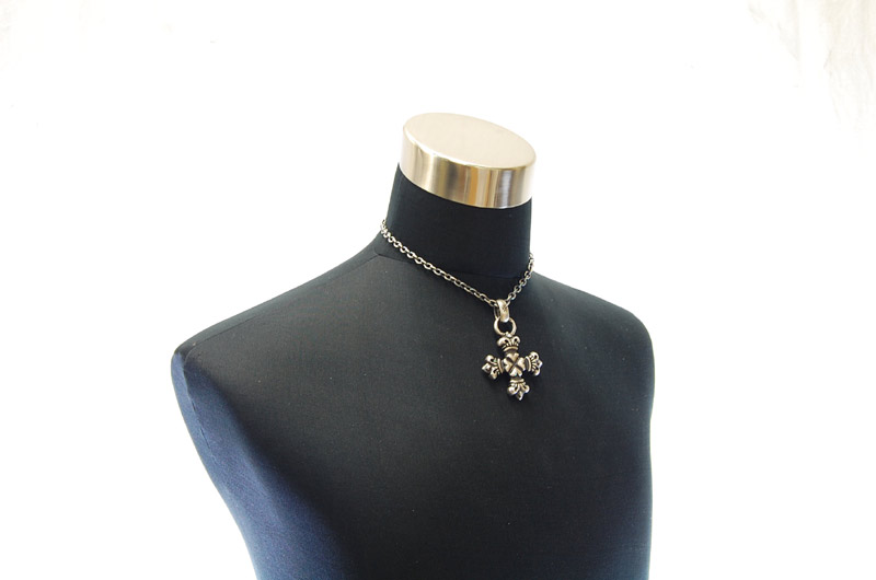 Half 4Heart Crown Short Cross With H.W.O Pendant[P-100] / Quarter Chain Necklace[N-66] (43cm)