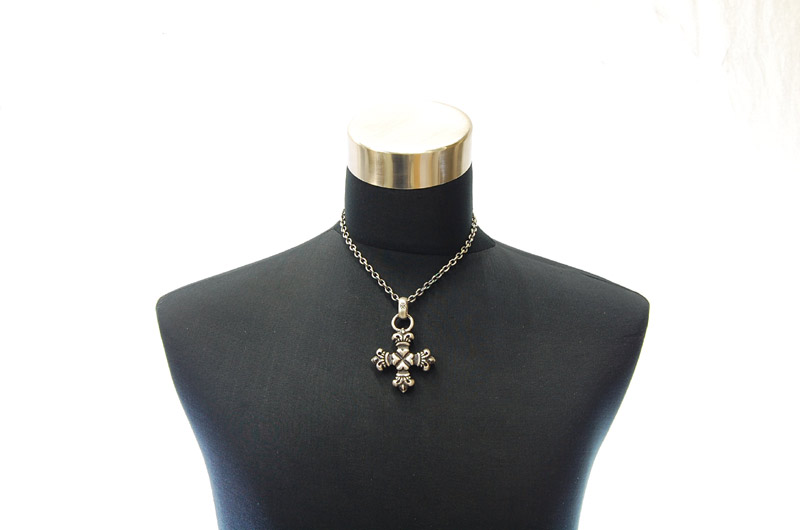Half 4Heart Crown Short Cross With H.W.O Pendant[P-100] / Quarter Chain Necklace[N-66] (45cm)