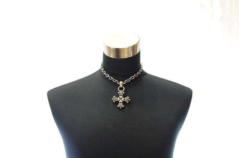 Half 4Heart Crown Short Cross With H.W.O Pendant[P-100] / Three-fifth Chain Necklace[N-72] (43cm)