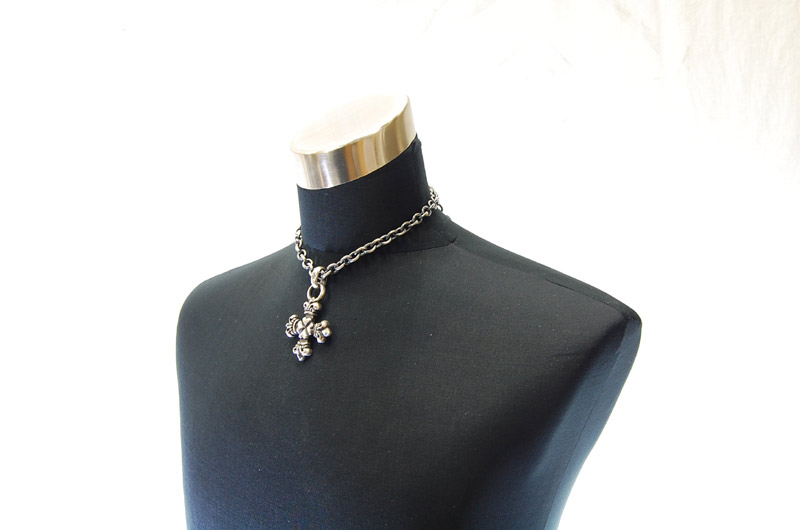 Half 4Heart Crown Short Cross With H.W.O Pendant[P-100] / Three-fifth Chain Necklace[N-72] (43cm)