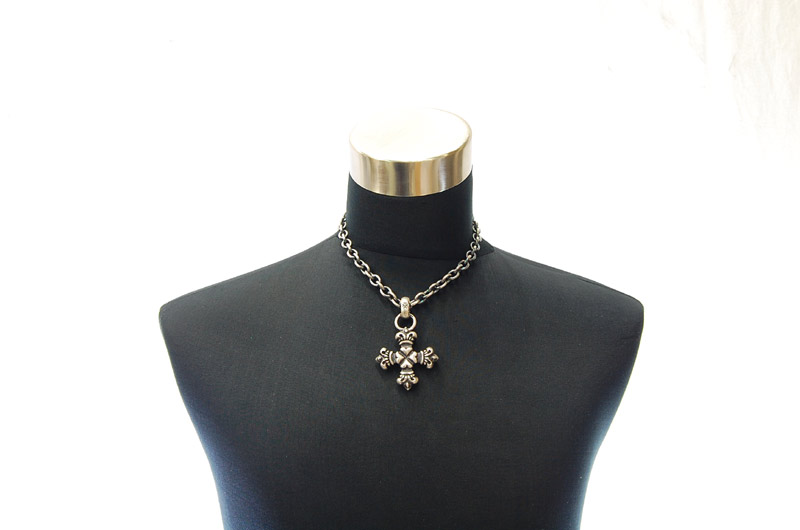 Half 4Heart Crown Short Cross With H.W.O Pendant[P-100] / Three-fifth Chain Necklace[N-72] (45cm)