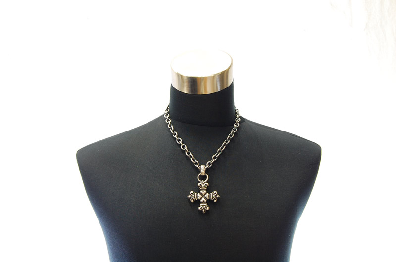 Half 4Heart Crown Short Cross With H.W.O Pendant[P-100] / Three-fifth Chain Necklace[N-72] (50cm)