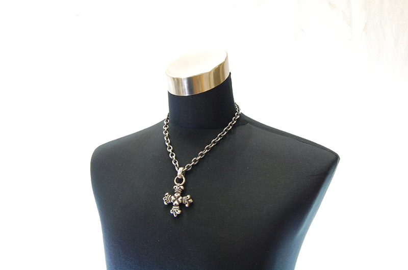 Half 4Heart Crown Short Cross With H.W.O Pendant[P-100] / Three-fifth Chain Necklace[N-72] (50cm)
