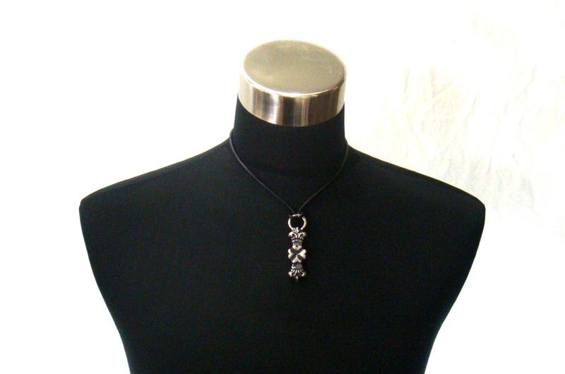 Half 4 Heart Crown Pendant[P-104] / lethrter Necklace (44cm)