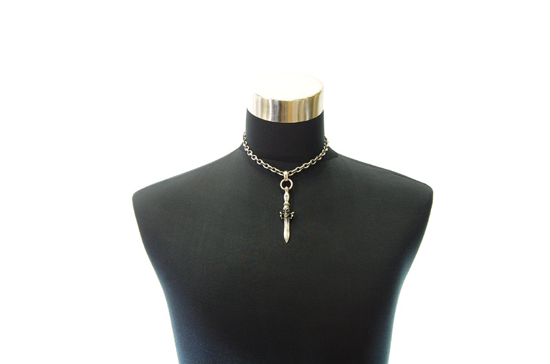 Half Dagger With Skull Pendant With H.W.O[P-59] / Half Chain Necklace[N-65] (43cm)
