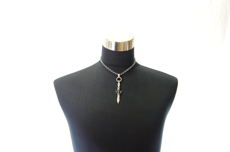 Half Dagger With Skull Pendant With H.W.O[P-59] / Quarter Chain Necklace[N-66] (43cm)