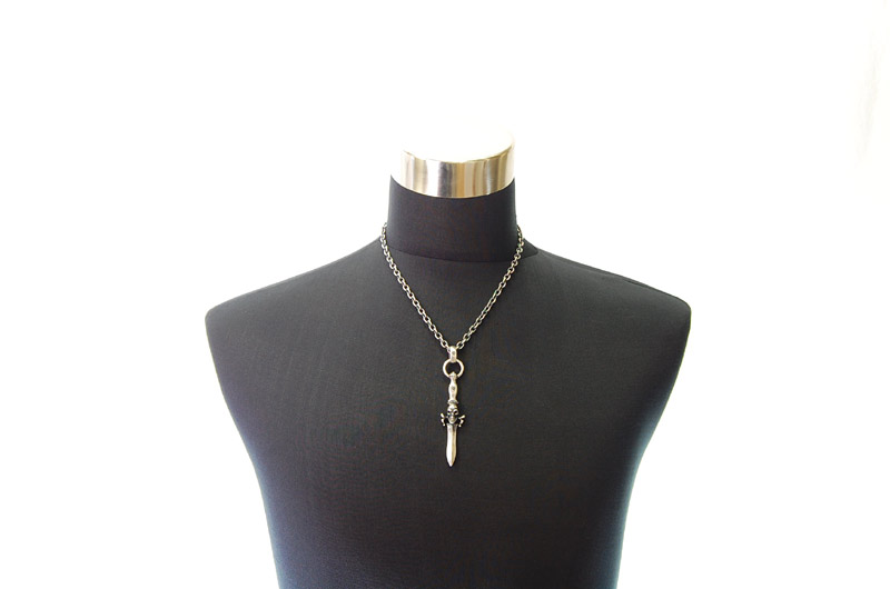 Half Dagger With Skull Pendant With H.W.O[P-59] / Quarter Chain Necklace[N-66] (50cm)