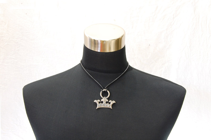  Large Crown Pendant With Loop[P-87] / lethrter Necklace (44cm)
