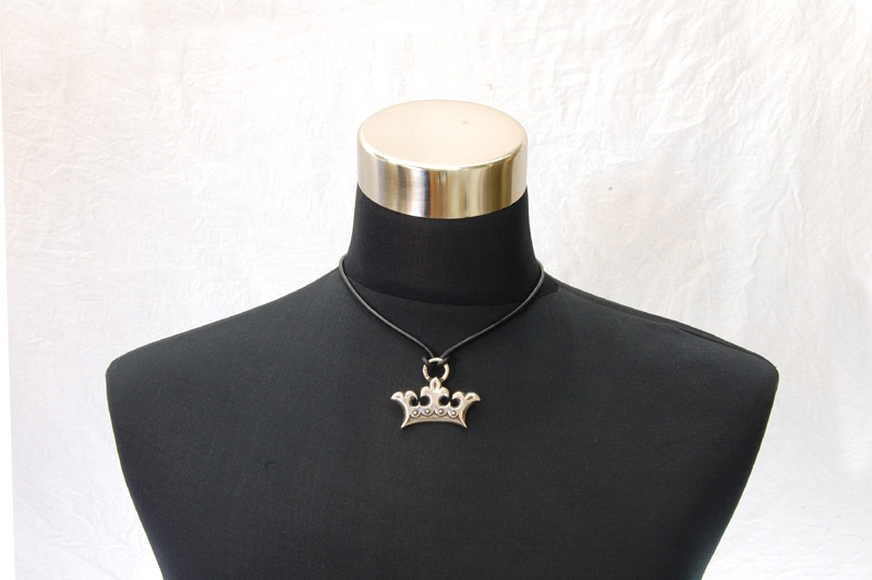  Large Crown Pendant With Quarter Loop[P-83] / lethrter Necklace (44cm)