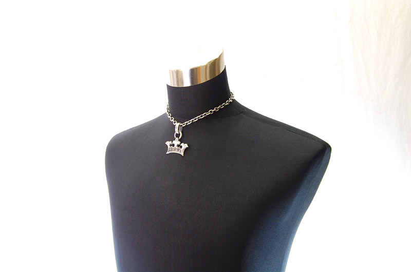 Large Crown With H.W.O Pendant[P-79] / Half Chain Necklace[N-65] (43cm)