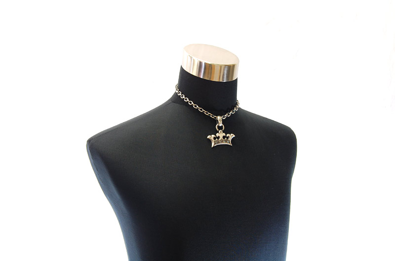 Large Crown With H.W.O Pendant[P-79] / Half Chain Necklace[N-65] (43cm)