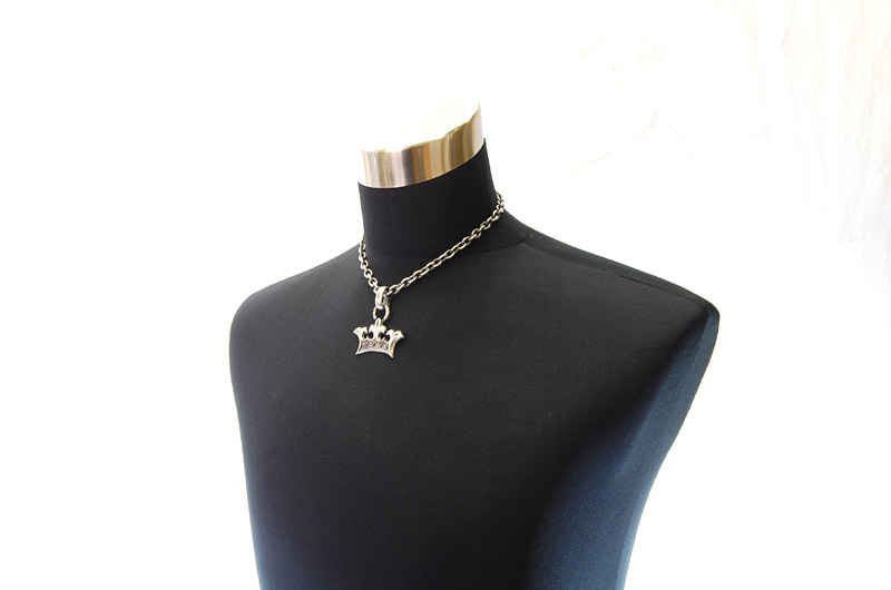 Large Crown With H.W.O Pendant[P-79] / Half Chain Necklace[N-65] (45cm)