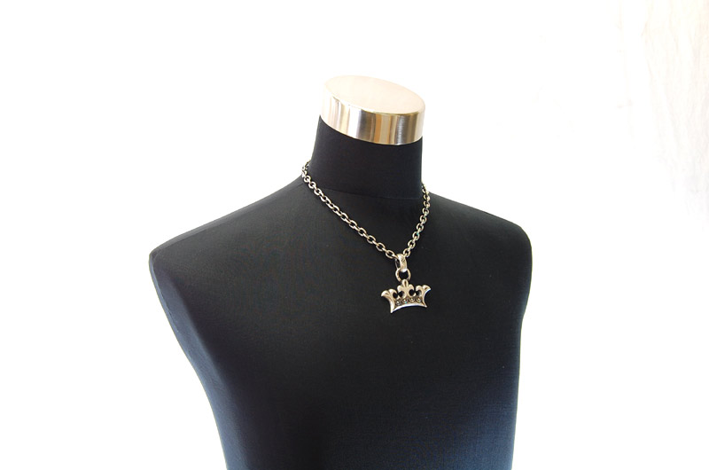 Large Crown With H.W.O Pendant[P-79] / Half Chain Necklace[N-65] (50cm)