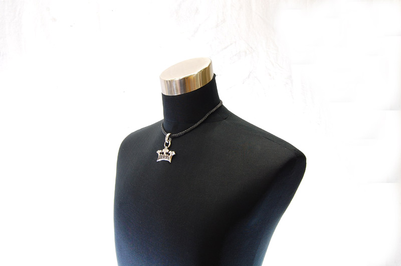  Large Crown With H.W.O Pendant[P-79] / lethrter Necklace (44cm)