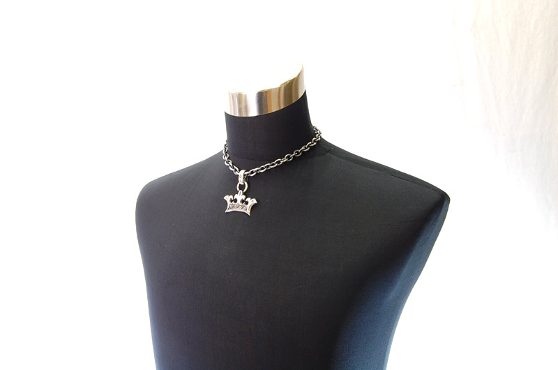 Large Crown With H.W.O Pendant[P-79] / Three-fifth Chain Necklace[N-72] (43cm)