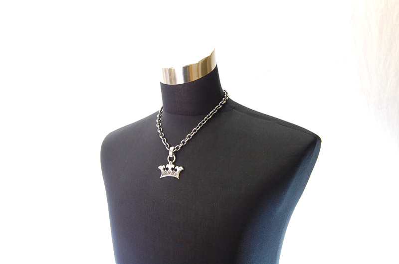 Large Crown With H.W.O Pendant[P-79] / Three-fifth Chain Necklace[N-72] (50cm)
