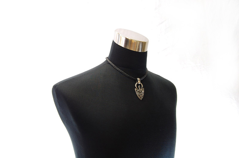 Large Snake Belt Tip With H.W.O Pendant[P-131] / Leather Necklace (44cm)