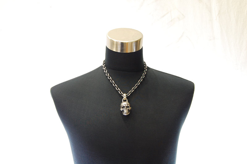 Large skull Pendant (Maltese Cross Stamp)[P-44] / Three-fifth Chain Necklace[N-72] (50cm)