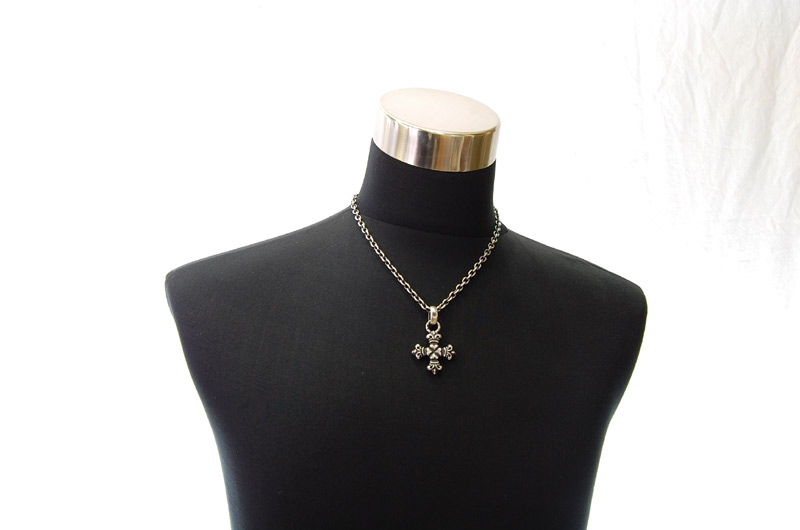 One Eighth 4 Heart Crown Short Cross With H.W.O Pendant[P-148] / Quarter Chain Necklace[N-66] (50cm)