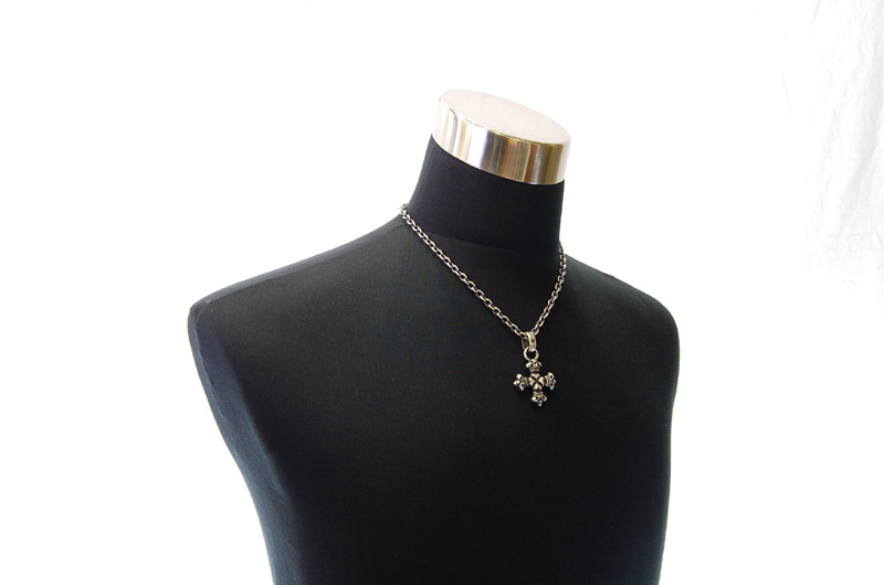One Eighth 4 Heart Crown Short Cross With H.W.O Pendant[P-148] / Quarter Chain Necklace[N-66] (50cm)